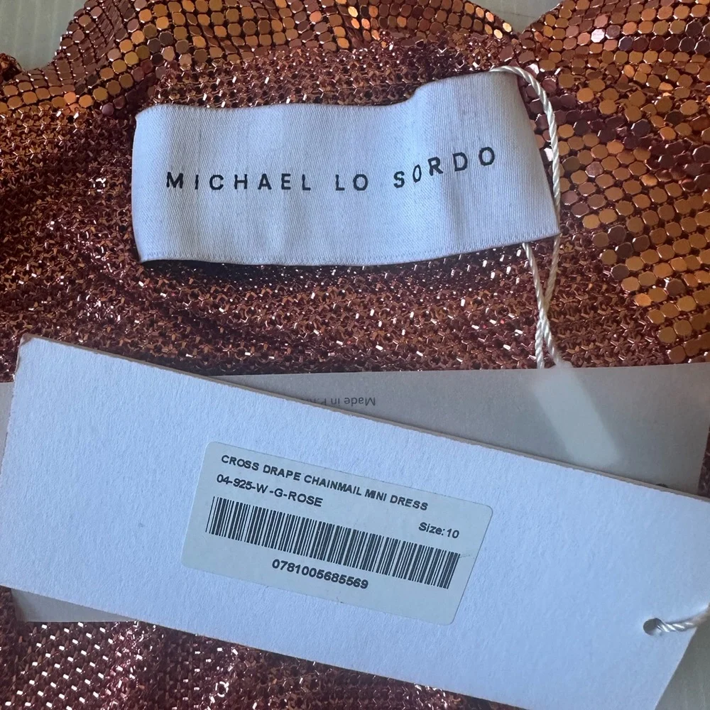 Michael Lo Sordo CROSS DRAPE CHAINMAIL MINI DRESS NWT Size AU10 US Medium - Picture 8 of 10